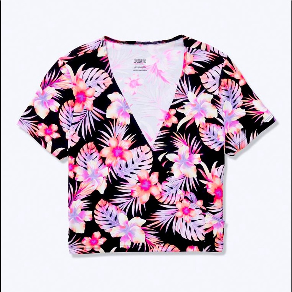 Victoria’s Secret PINK Purple Tropical Ultimate Wrap Top (XS)